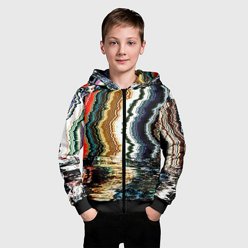 Детская толстовка на молнии Glitch pattern - fashion trend / 3D-Черный – фото 3