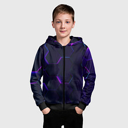 Толстовка на молнии детская Фигурный фиолетовый фон, цвет: 3D-черный — фото 2