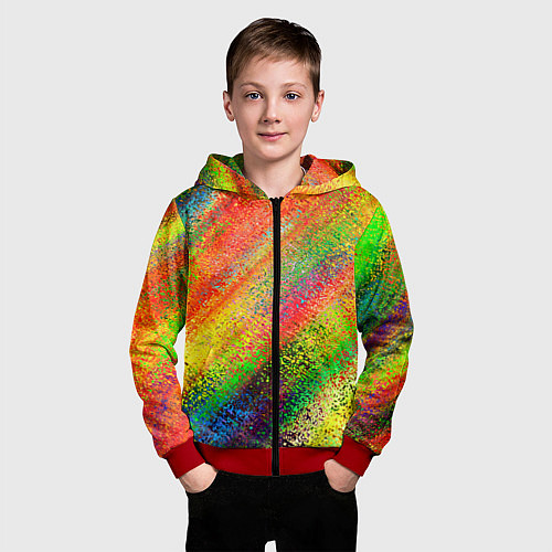 Детская толстовка на молнии Rainbow inclusions / 3D-Красный – фото 3