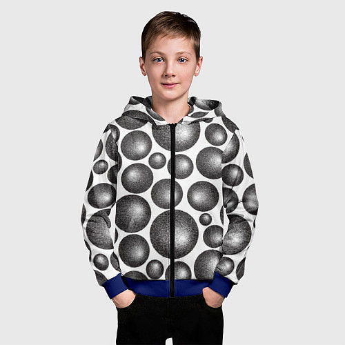 Детская толстовка на молнии Объёмные шары - текстура / 3D-Синий – фото 3