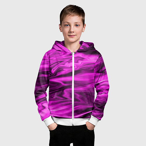 Детская толстовка на молнии Розово-пурпурный закат / 3D-Белый – фото 3