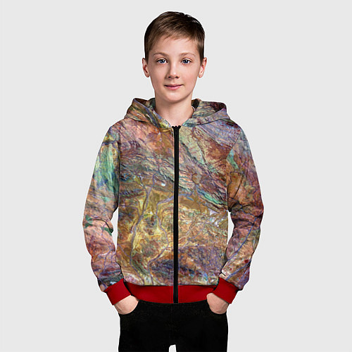 Детская толстовка на молнии Горная порода возраст которых превышает 3,6 миллиа / 3D-Красный – фото 3