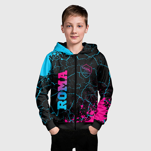 Детская толстовка на молнии Roma - neon gradient / 3D-Черный – фото 3