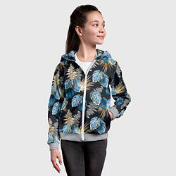 Толстовка на молнии детская Свет неоновых листьев, цвет: 3D-меланж — фото 2