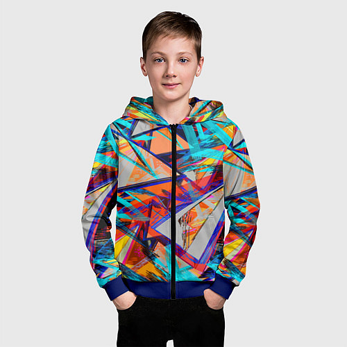 Детская толстовка на молнии Яркий неоновый абстрактный узор / 3D-Синий – фото 3