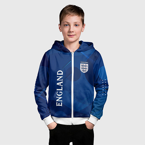 Детская толстовка на молнии Сборная Англии Синяя Абстракция / 3D-Белый – фото 3