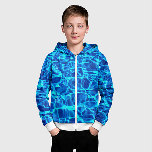 Детская толстовка на молнии Текстура поверхности воды / 3D-Белый – фото 3
