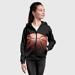 Толстовка на молнии детская Basketball ball, цвет: 3D-черный — фото 2