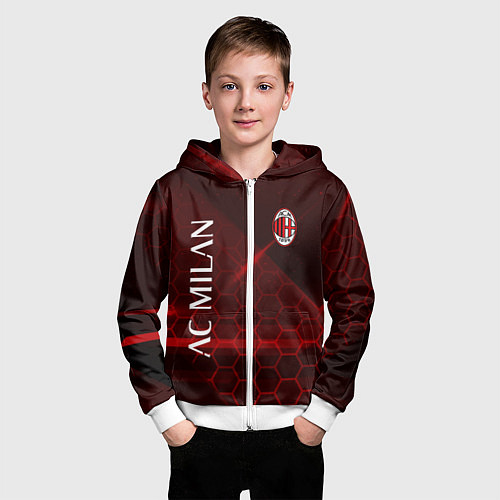 Детская толстовка на молнии Ac milan Соты / 3D-Белый – фото 3