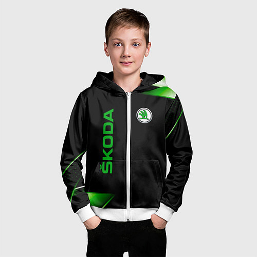 Детская толстовка на молнии Skoda Sport Абстракция / 3D-Белый – фото 3