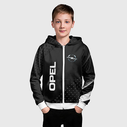 Детская толстовка на молнии Opel Карбон / 3D-Белый – фото 3