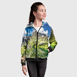 Толстовка на молнии детская Живописное горное озеро, цвет: 3D-черный — фото 2
