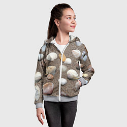 Толстовка на молнии детская Композиция из ракушек на песке, цвет: 3D-меланж — фото 2