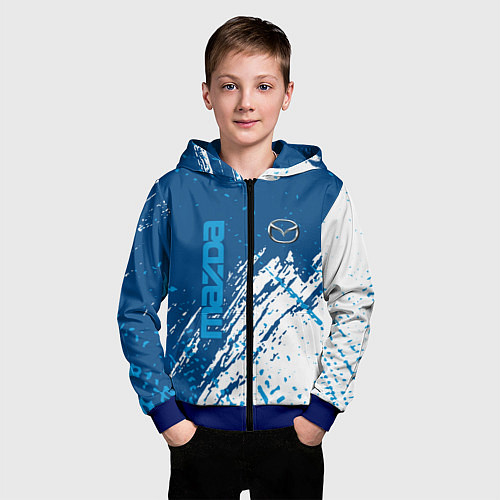 Детская толстовка на молнии Mazda - краска / 3D-Синий – фото 3