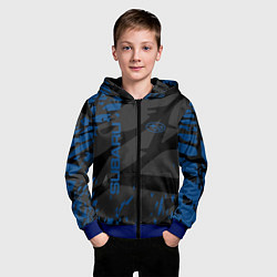 Толстовка на молнии детская Subaru - следы шин, цвет: 3D-синий — фото 2