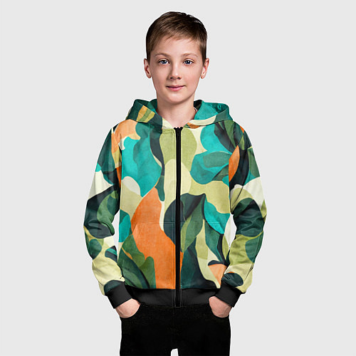 Детская толстовка на молнии Multicoloured camouflage / 3D-Черный – фото 3