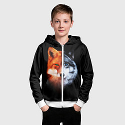 Толстовка на молнии детская Волк и Лисица, цвет: 3D-белый — фото 2