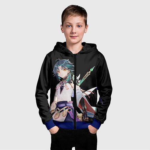 Детская толстовка на молнии Адепт Сяо - Минимализм / 3D-Синий – фото 3