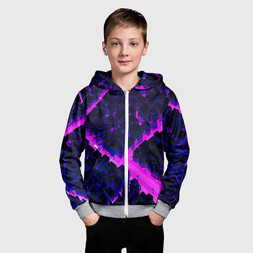 Детская толстовка на молнии Спящий город / 3D-Меланж – фото 3