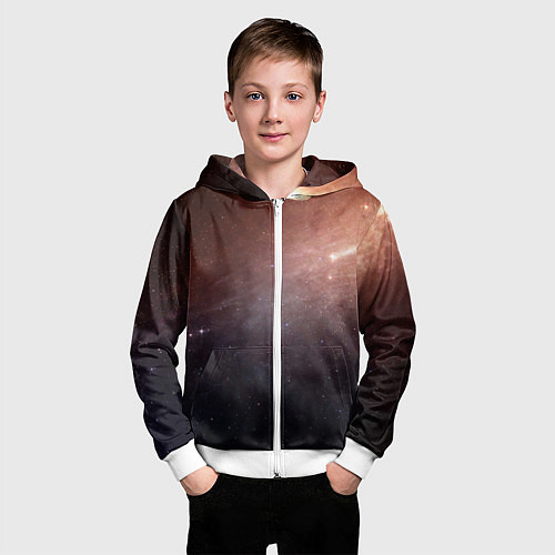 Детская толстовка на молнии Космос из сердца / 3D-Белый – фото 3