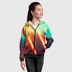 Толстовка на молнии детская Яркие размытые полосы, цвет: 3D-черный — фото 2