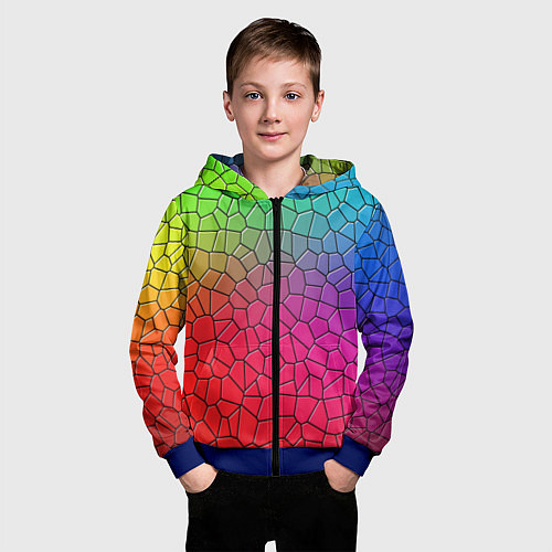 Детская толстовка на молнии Разноцветное витражное стекло / 3D-Синий – фото 3