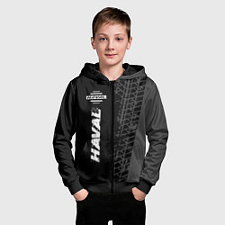 Толстовка на молнии детская Haval speed на темном фоне со следами шин: по-верт, цвет: 3D-черный — фото 2