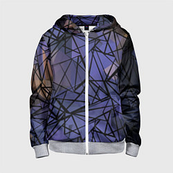 Толстовка на молнии детская Blue with black stripes pattern, цвет: 3D-меланж