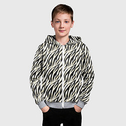 Толстовка на молнии детская Тигровый полосатый узор-черные, бежевые полосы на, цвет: 3D-меланж — фото 2