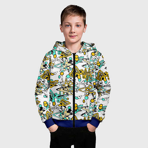 Детская толстовка на молнии Abstract pattern waves and streaks / 3D-Синий – фото 3