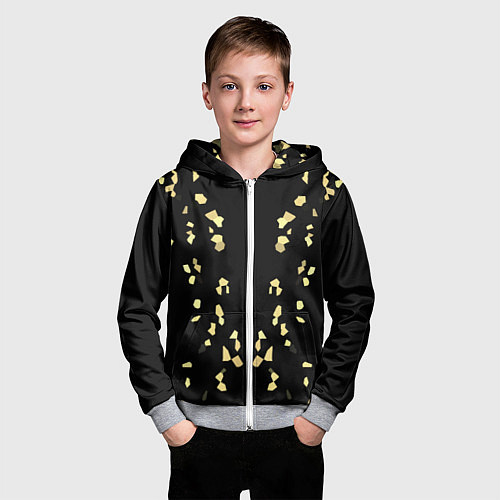 Детская толстовка на молнии Абстрактный узор золото на черном / 3D-Меланж – фото 3