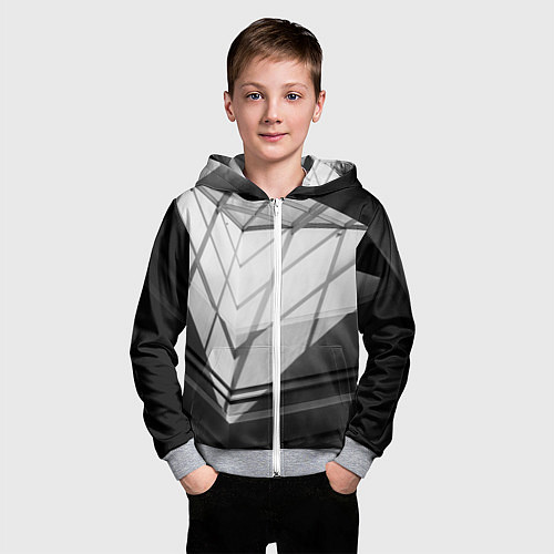 Детская толстовка на молнии Абстрактные тени и геометрические фигуры / 3D-Меланж – фото 3