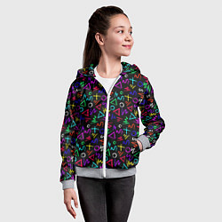 Толстовка на молнии детская League Of Legends: Arcane neon logo, цвет: 3D-меланж — фото 2