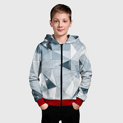 Толстовка на молнии детская Множество треугольников - Абстрактная броня, цвет: 3D-красный — фото 2