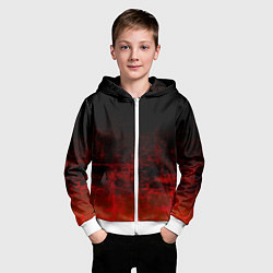 Толстовка на молнии детская Черный однотонный и гранжевый красный, цвет: 3D-белый — фото 2