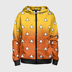 Толстовка на молнии детская Оранжевое кимоно с треугольниками - Зеницу клинок, цвет: 3D-черный