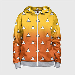 Толстовка на молнии детская Оранжевое кимоно с треугольниками - Зеницу клинок, цвет: 3D-меланж