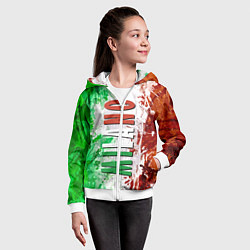 Толстовка на молнии детская Флаг Италии - кляксы, цвет: 3D-белый — фото 2