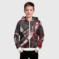 Толстовка на молнии детская Японская змея уроборос, цвет: 3D-белый — фото 2