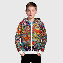 Толстовка на молнии детская Красочная иллюстрация, цвет: 3D-белый — фото 2