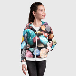 Толстовка на молнии детская Камни разноцветные, цвет: 3D-белый — фото 2