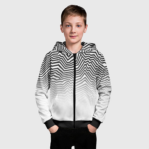 Детская толстовка на молнии Гипнотические узоры, градиент / 3D-Черный – фото 3