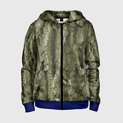 Толстовка на молнии детская Кора дуба - текстура, цвет: 3D-синий