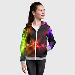 Толстовка на молнии детская Звёзды с неоновым свечением, цвет: 3D-меланж — фото 2