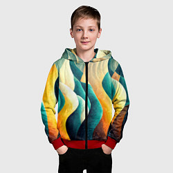 Толстовка на молнии детская Вертикальные волны, цвет: 3D-красный — фото 2
