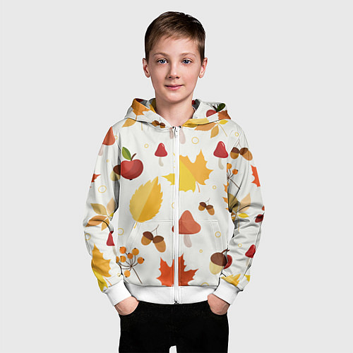 Детская толстовка на молнии Осенние дары природы / 3D-Белый – фото 3