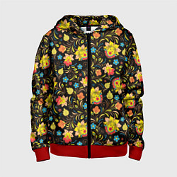 Толстовка на молнии детская Русский яркий узор, цвет: 3D-красный