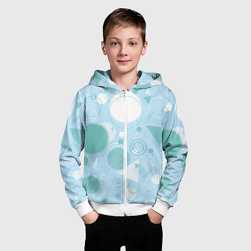 Детская толстовка на молнии Голубой фон и узоры / 3D-Белый – фото 3