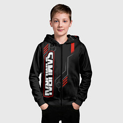 Толстовка на молнии детская Samurai - Красный техно - Киберпанк, цвет: 3D-черный — фото 2