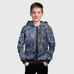 Толстовка на молнии детская Старый заброшенный замок - Halloween, цвет: 3D-черный — фото 2